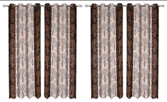 Kuber Industries Tree Design 4 Pieces Polyester Eyelet Door Curtain 7 Feet (Brown)-Ctktc14270