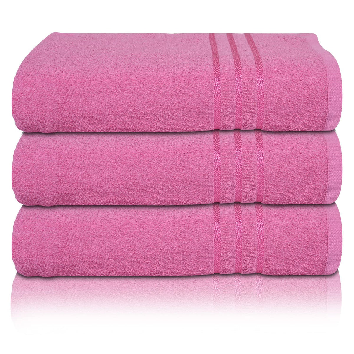 Kuber Industries Cotton Super Absorbent Bath Towel|Anti-Bacterial & Quick Dry Towel for Bath,Beach,Yoga,Fluffy,Pack of 3 (Pink,Large)