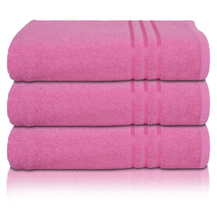 Kuber Industries Cotton Super Absorbent Bath Towel|Anti-Bacterial & Quick Dry Towel for Bath,Beach,Yoga,Fluffy,Pack of 3 (Pink,Large)