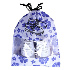 Kuber Industries Flower Design 6 Piece Non Woven Travel Shoe Cover, String Bag Organizer, Royal Blue -CTMTC039526