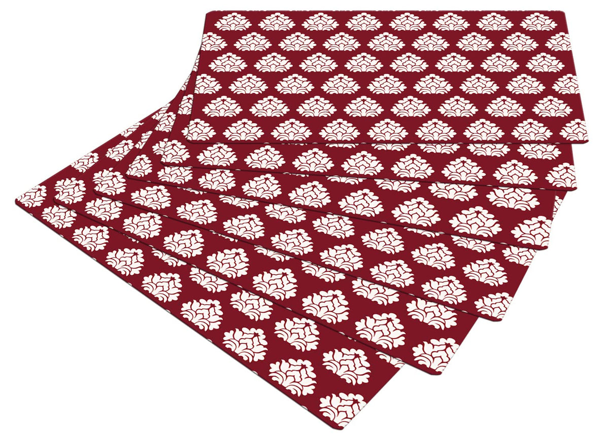 Kuber Industries Flower Print Waterproof, Stain Resistant, Washable Refrigerator/Fridge Drawer Mat, Set of 6 (Maroon)