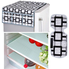 Kuber Industries Combo of PVC 3 Pieces Fridge Mats, 1 Piece Handle Cover and 1 Piece Fridge Top Cover (Grey) - CTKTC022395, Standard
