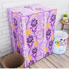 Heart Home Washing Machine Cover | Flower Print Washing Machine Cover | Knitting Polyester | Top Load Semi-Automatic Washing Machine Cover | Purple