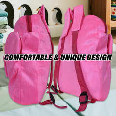 Kuber Industries Disney Minnie Bow Backpack | 2 Compartment Velvet School Bag | School Bag for Kids | Kids School Backpack | Backpack for School | Pink