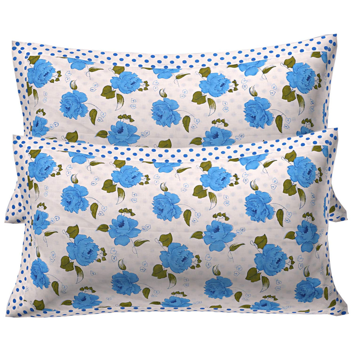 Kuber Industries Flower 2 Piece Cotton Pillow Cover Set with Frill Flange (17" x 26", White)