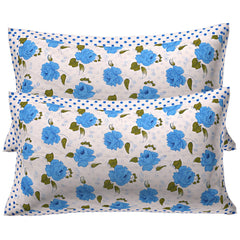 Kuber Industries Flower 2 Piece Cotton Pillow Cover Set with Frill Flange (17" x 26", White)