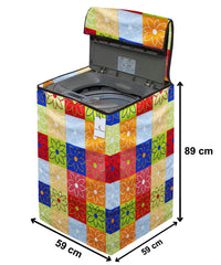Kuber Industries Flower Printed PVC Front Load Water Proof Dust Proof Washing Machine Cover (Multi)-HS_38_KUBMART21768