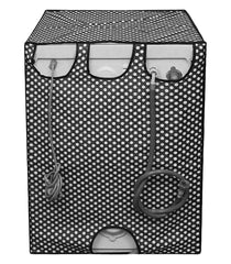 Heart Home Dot Printed PVC Front Load Water Proof, Dust Proof, Moisture Proof Washing Machine Cover (Black)
