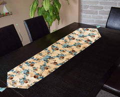 Heart Home Flower Design Cotton Table Runner for Family Dinners or Gatherings, Indoor or Outdoor Parties & Everyday Use, 16"x68"inch (Blue)