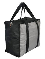 Kuber Industries Small Size Canvas Shopping Bags for Carry Milk Grocery Fruits Vegetable with Reinforced Handles jhola Bag (Black & Grey)