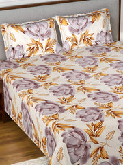 Kuber Industries Glace Cotton 144 TC Flower Solid Print King Size Double Bedsheet with 2 Pillow Covers (White, Full) HS_36_KUBMART019545