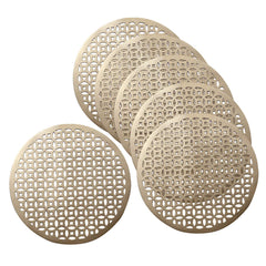 Kuber Industries PVC Soft Leather 6 Pieces Dining Table Placemat Set (Gold) -CTLTC11352