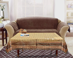 Kuber Industries PVC Flower Design 4 Seater Center Table Cover (Brown)