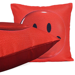 Heart Home Cushion Cover|Sofa Cushion Covers|Smile Ball Print Sitting Cushion Cover|Polyester Cushion Filler|16x16 Inch|Set of 5 (Red)