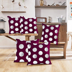 Heart Home Cushion Cover|Sofa Cushion Covers|Circle Print Sitting Cushion Cover|Velvet Cushion Filler|16x16 Inch|Set of 5 (Purple)