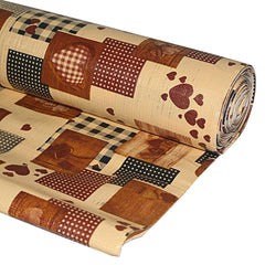 Kuber Industries Heart Design PVC Wardrobe Kitchen Drawer Shelf Mat - Cream and Maroon, 10M Roll