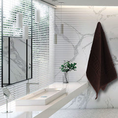 Heart Home Greek Design Super Absorbent Cotton 400 GSM Hand Towel|Face Towel|Bath Nets for Men,Women,Kids,30x20 Inches, Pack of 2 (Brown & White)