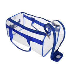 Kuber Industries Large Size 2 Crystal Clear Plastic Cosmetic Bags Travel PVC Vinyl Toiletry Bag, Zipper Large Transparent Waterproof Make-Up Case Organizer Bag (Blue) (F_26_KUBBMART017041)
