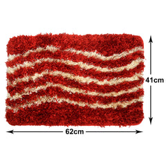 Heart Home Designer Soft, Lightweight Velvet Door Mats for Entry, Patio, Porch, Bedroom, Living Room- Pack of 2 (Red)-50HH01084