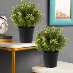 Kuber Industries Artificial Plants with Pot (Green, 2 Pcs)