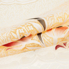 Kuber Industries Cotton 5 Seater Sofa Cover|Premium Cotton Fabric & Side Flower Design|Cutting Edge Round Shape, 10 Piece (Cream)