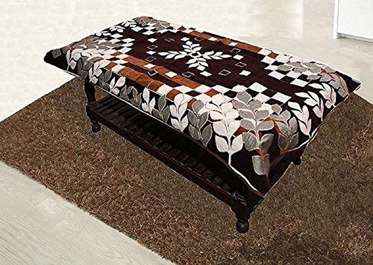 Kuber Industries Floral Cotton 4 Seater Centre Table Cover - Brown (VASR00075322_6)