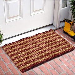 Heart Home Strips Design Multiuses Washable Cotton Door Mat, Bathmat, 23"x14" (Brown)-50HH01111