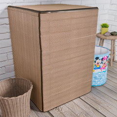 Heart Home Washing Machine Cover | Mini Check Print Washing Machine Cover | Soft PVC | Top Load Fully-Automatic Washing Machine Cover | Brown