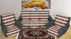 Kuber Industries Flower Cotton Floral Sofa Cover, 70" x 29", Set of 6, Brown, Standard (CTSOFA029)