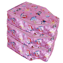 Heart Home Disney Princess Blouse Cover | Satin Digital Blouse Cover | Cloth Organizer for woman | Clothes Storage Bag | Double Zip wardrobe organizers | Pack of 3 | Pink