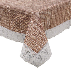 Kuber Industries 60"x 90" Wooden Design PVC Table Cover for Dining Table and 6 Seater Dining Table (Brown) (HS_36_KUBMART018516)