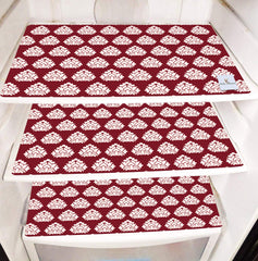 Kuber Industries Flower Design 3 Pieces PVC Fridge Mats and 1 Piece Fridge Top Cover (Brown) CTKTC34076,Standard