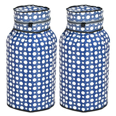 Kuber Industries Dot Printed PVC Lpg Gas Cylinder Cover- Pack of 2 (Blue & White)-HS43KUBMART25623, Standard