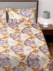 Kuber Industries Glace Cotton 144 TC Flower Solid Print King Size Double Bedsheet with 2 Pillow Covers (White, Full) HS_36_KUBMART019545