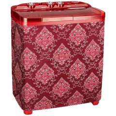 Kuber Industries Floral Design Cotton Top Load Semi Automatic Washing Machine Cover (Maroon)-CTKTC14401