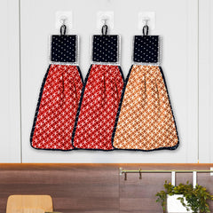 Heart Home Napkin | Washbasin Hanging Napkin | Kitchen Towel with Ties | Napkin for Kitchen | Circle Napkin for Bathroom | Hand Towel for Kitchen | Pack of 3 | Multi