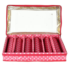 Heart Home Dot Printed Laminated 6 Rod Bangle, Chudi, Watches & Bracelet Box/Organizer With Transparent Top (Pink)-HS43HEARTH25549
