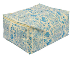 Heart Home Floral Print Non-Woven Saree cover With Large Pocket For Saree, Lehenga, Suit & Transparent Window, Pack of 3 (Blue) 54HH4172.