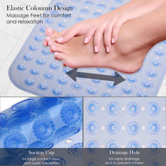Heart Home Bath Mat | PVC Bathroom Mat | Shower Bath Mat | Transparent Round Floor Tub Mat | Foot Massager Mat | Anti-Skid Shower Mat with Drain Holes | Pack of 2 | Blue