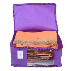 Kuber Industries 9 Piece Non Woven Fabric Saree Cover Set with Transparent Window, Extra Large, Royal Blue-CTKTC031878