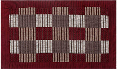 Kuber Industries Checkered Modern Door Mat (Red, Maroon, Polyester, Standard)
