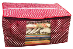 Kuber Industries 3 Piece Quilted Cotton Saree Cover Set, Maroon