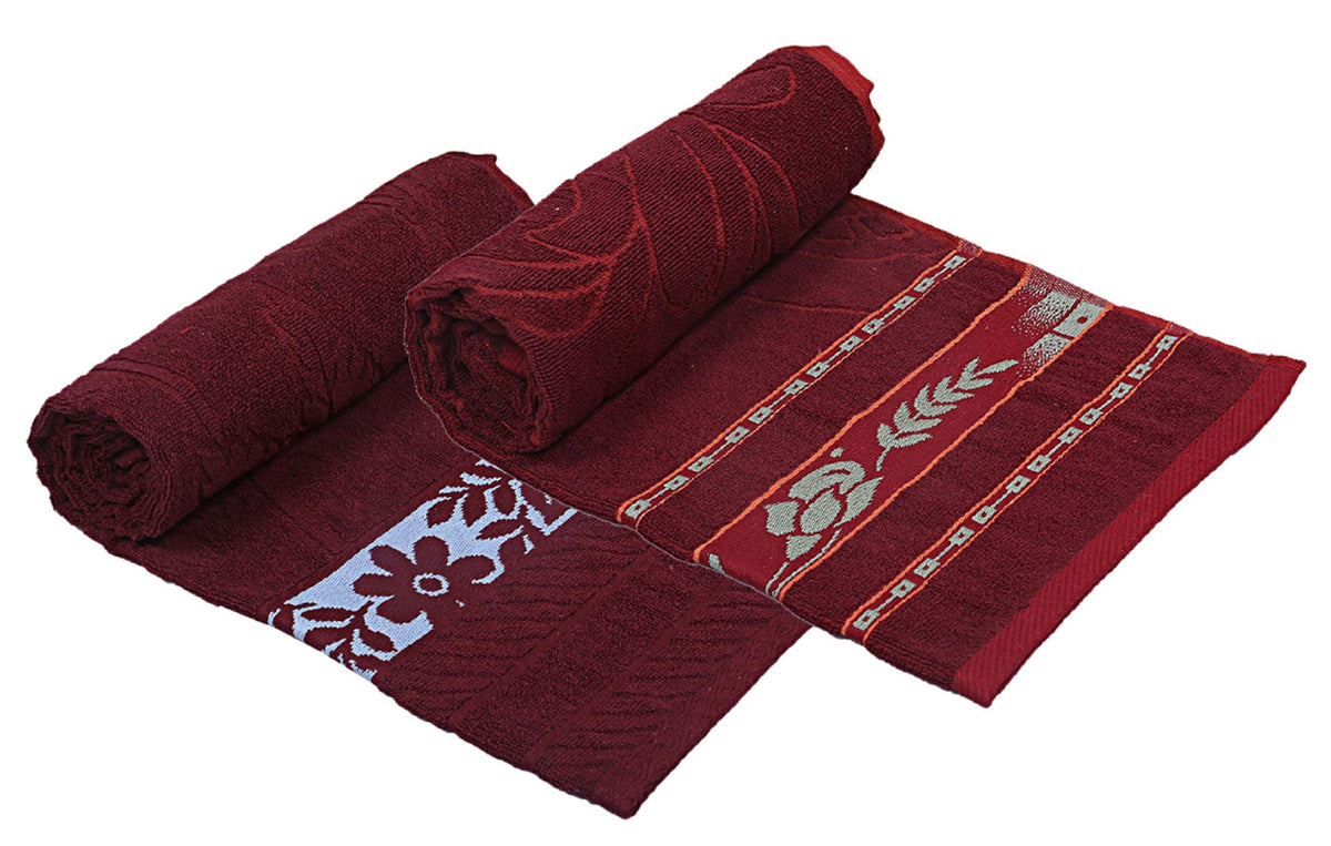 Kuber Industries 100% Cotton 2 Pieces Bath Towel 27" x54” (Maroon) -CTKTC28930