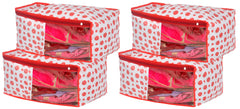 Kuber Industries Dot Printed Foldable, Lightweight Non-Woven Blouse Cover/Organizer With Tranasparent Window- Pack of 4-46KM0299, Pink