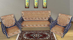 Kuber Industries Leaf Design 6 Piece Velvet Sofa Cover Set - Cream