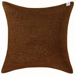 Heart Home Jute Blend Decorative Square Throw Pillow Cover Cushion Covers Pillowcase, Home Decor Decorations for Sofa Couch Bed Chair 16x16 Inch-Pack of 4 (Brown)