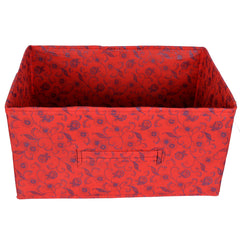 Kuber Industries Metalic Floral Print Non Woven Fabric 3-Replacement Drawer Storage and Cloth Organizer Unit for Closet (Red)-KUBMART3492