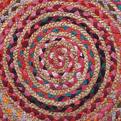 Kuber Industries Handmade Braided Area Rug|Organic Natural Jute Door Mat|Carpet for Bedroom,Living Room,Dining Room,65x65 cm,(Multicolor, Round)