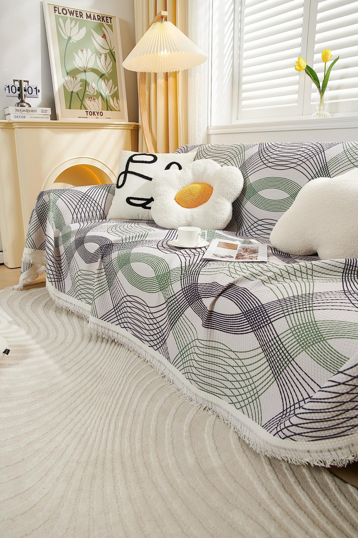 Kuber Industries Decorative Chenille Sofa Throw|Throw for Sofa, Bed & Couch|Ideal for Indoor & Outdoor 70x90 Inches (Multi)