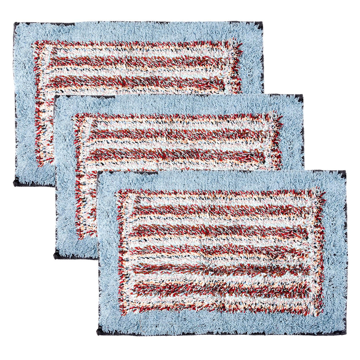 Heart Home Door Mat | Dust Trapper Mat | Door Entrance Mat | Anti-Skid Door Mat | Floor Mat for Home Entrance | Cotton Border Door Mat | Entryway Door Mat | Pack of 3 | Sky Blue